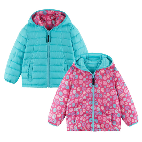 kids-printed-reversible-puffer-jacket-pink-smiley Sophia's StyleJackets-1